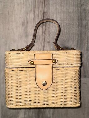 Banana Republic Woven Mini Top-Handle Bag in Natural Beige